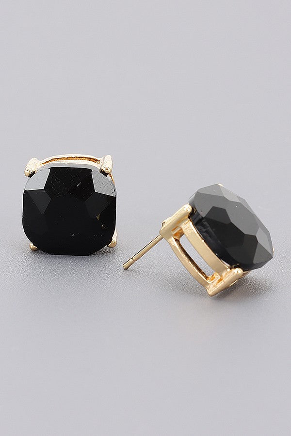 Crystal Clarity Stud Earrings - BLACK