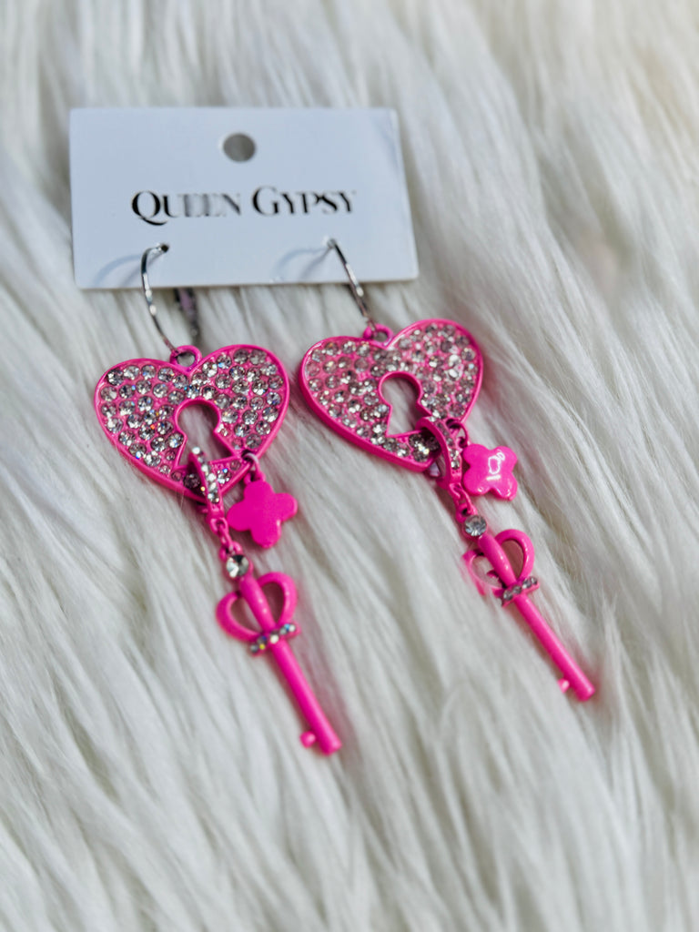 Key to My Heart Lock Earrings