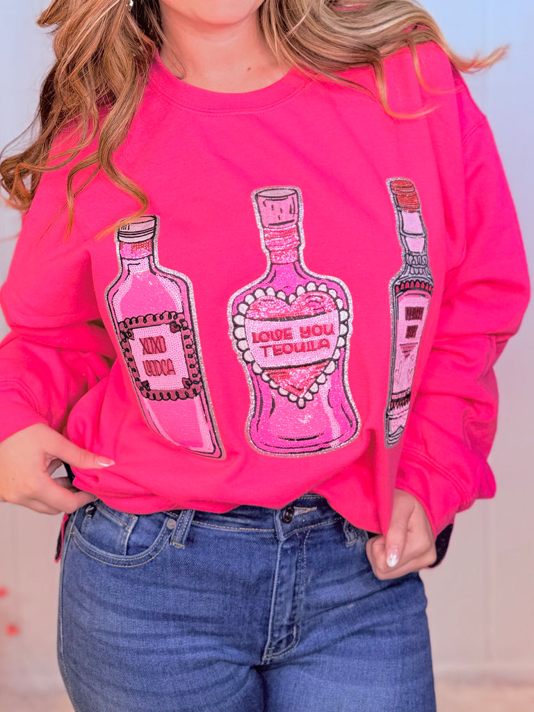 Love Drunk Patch Graphic Crewneck Pullover