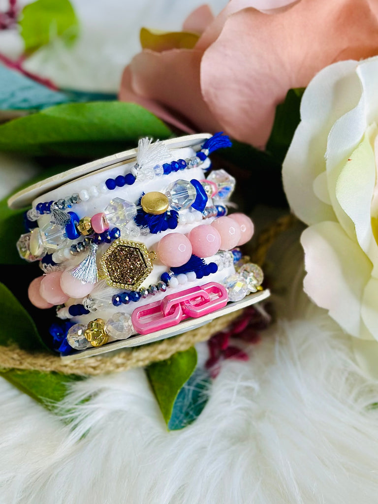 Blushing Navy Springs Shimmer Bracelet Set