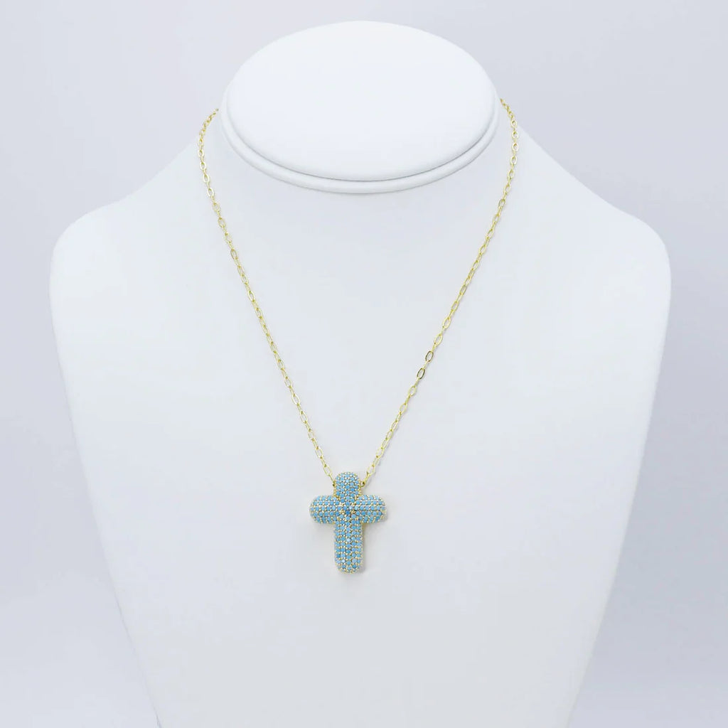 Faithful Glow Turquoise Cross Necklace