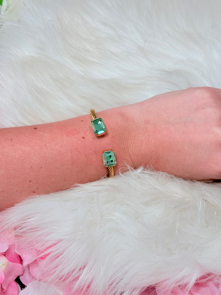 Charlotte Cuff In Rectangle Cut - Aqua Lemon