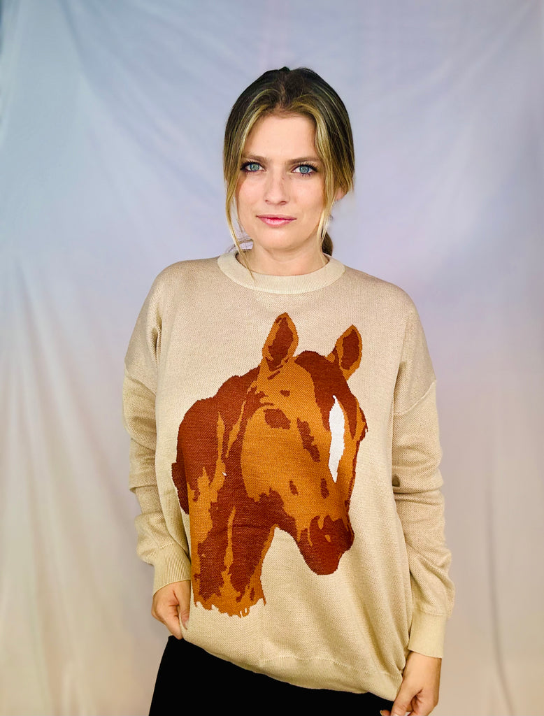 Sonora Sorrel Western Sweater Crewneck Pullover