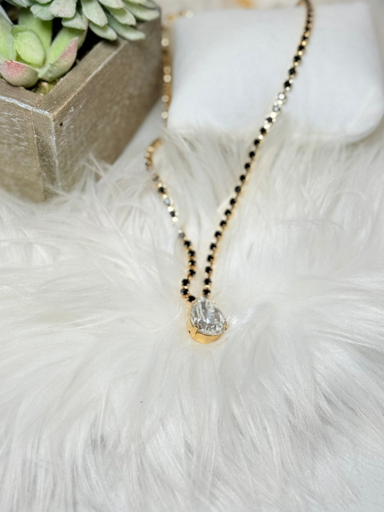 Milli Swarovski Crystal Necklace -  Jet / Clear