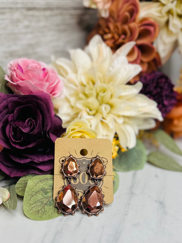 Chocolate Copper Crystal Earrings