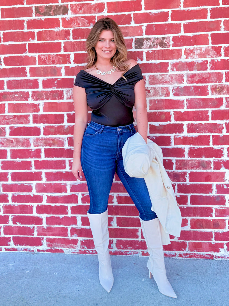 Twist of Chic Off Shoulder Top in Black