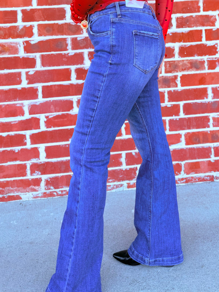 Lindale Mid Rise Flare Denim Jeans