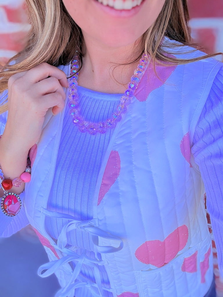 Pink Drama Beaded AB Shimmer Statement Necklace