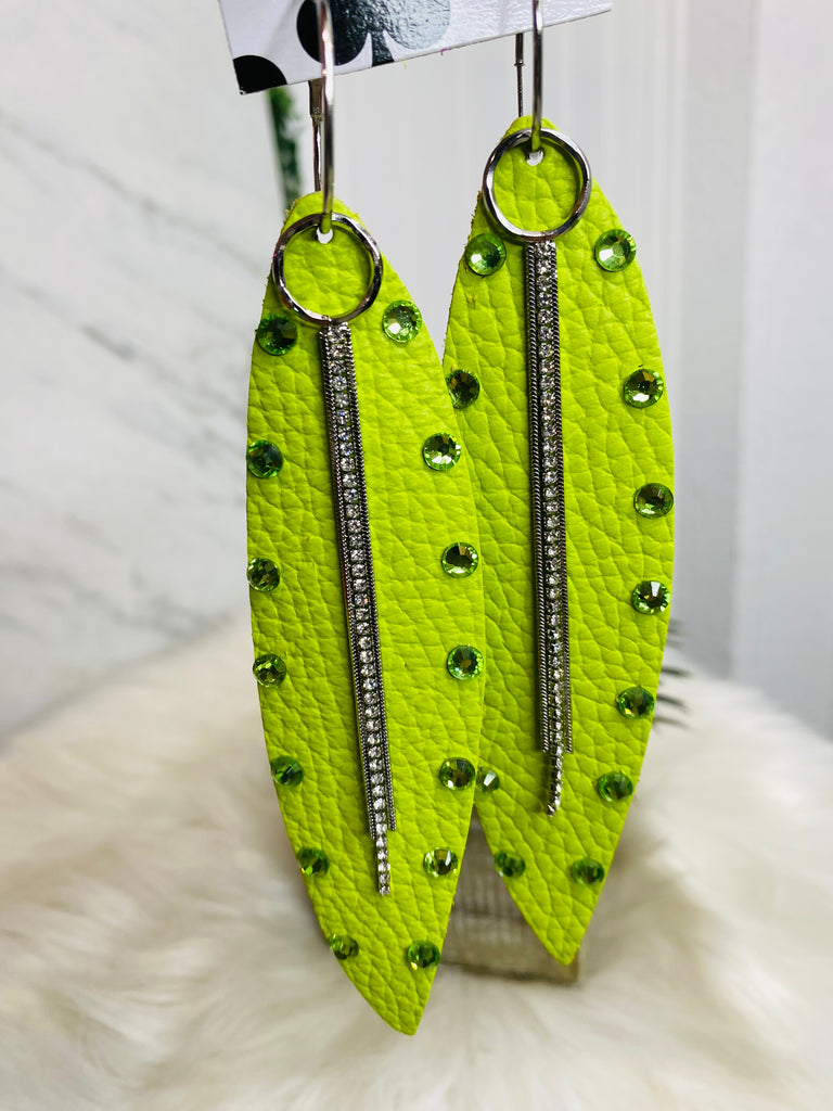 Salted Lime Leather Earrings