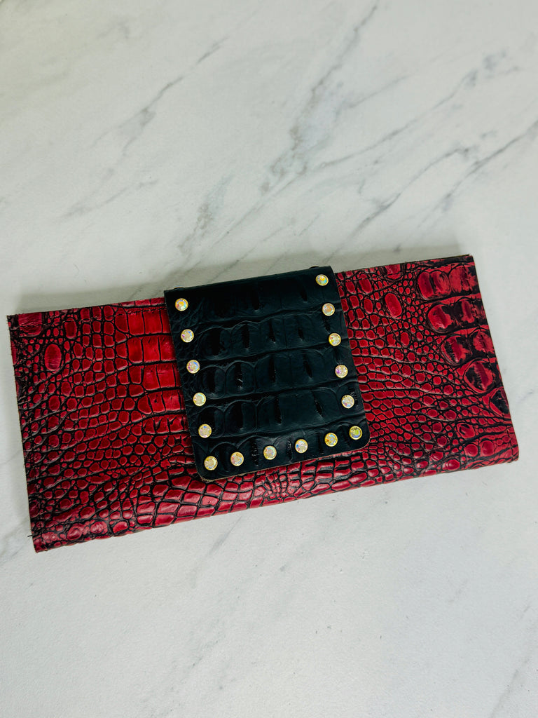 Cherry Red Cuban & Black AB Wallet Clutch