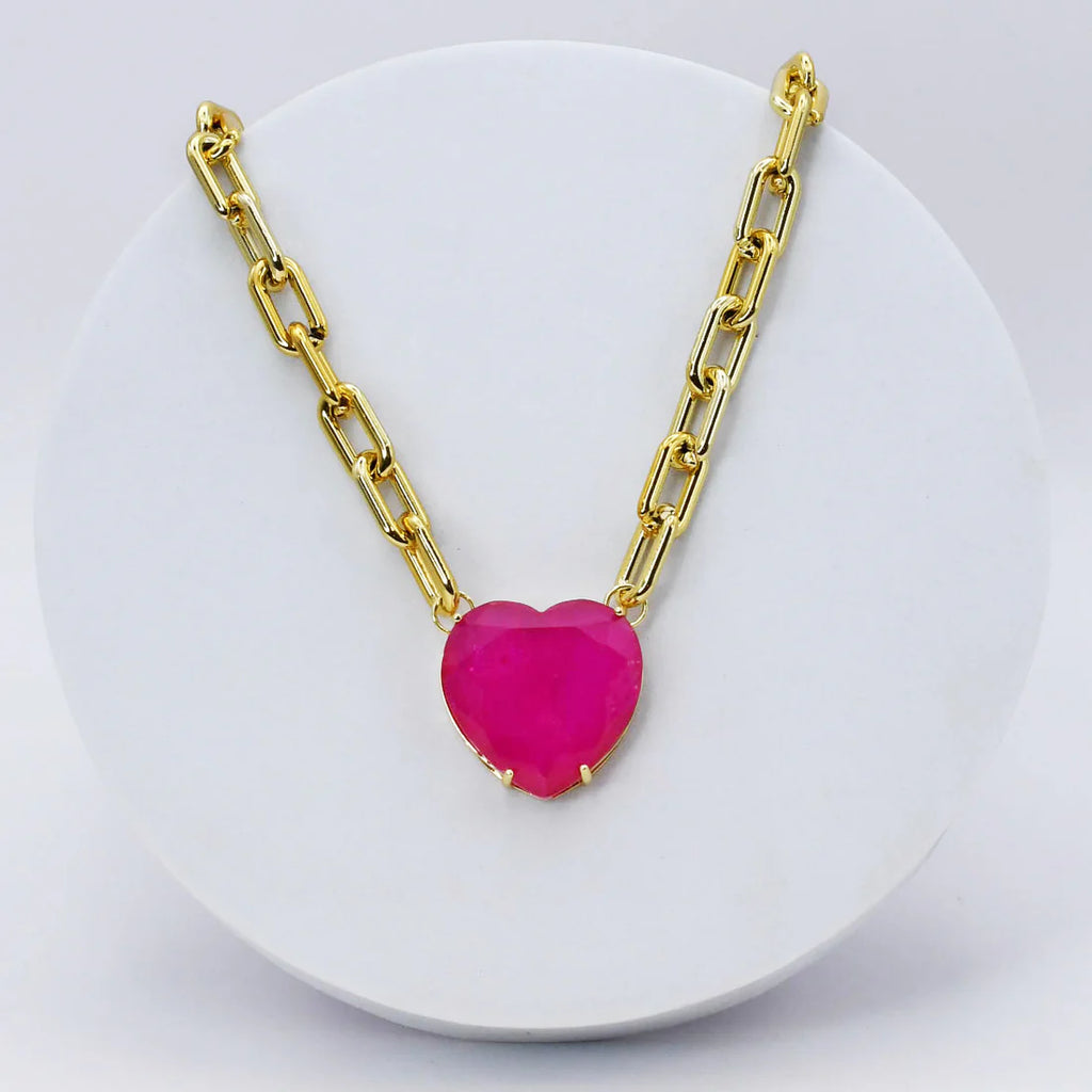 Ruby Heart Gem Necklace