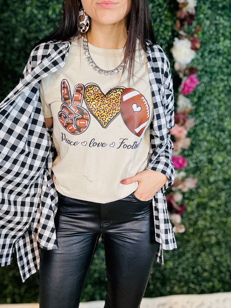 Peace, Love, & Football Sand Graphic Tee