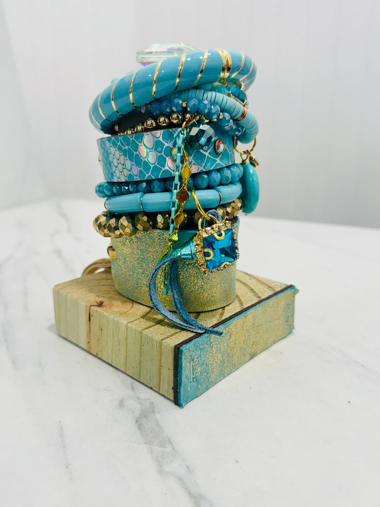 Dusted Golden Teal Leather Jumbo Stack