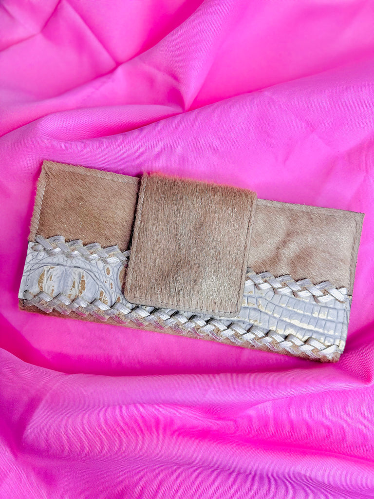 Golden Goose Wallet with Braid-Tan Shimmer