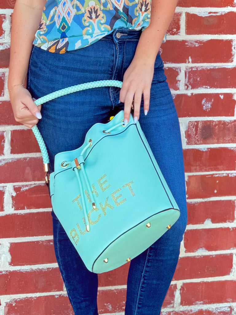 Pastel Cowboy Blue Diamond Placement The Bucket Bag Tote Purse