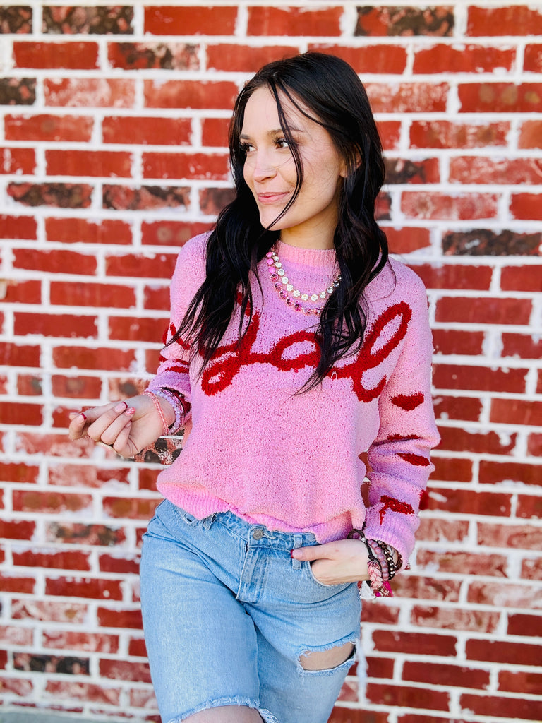Galentines Pink Furry Sweater