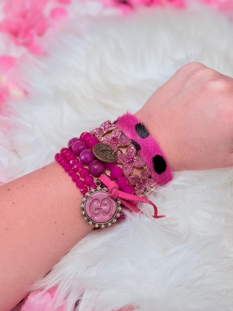 Jeweled Magenta Upcycled Bracelet Stack