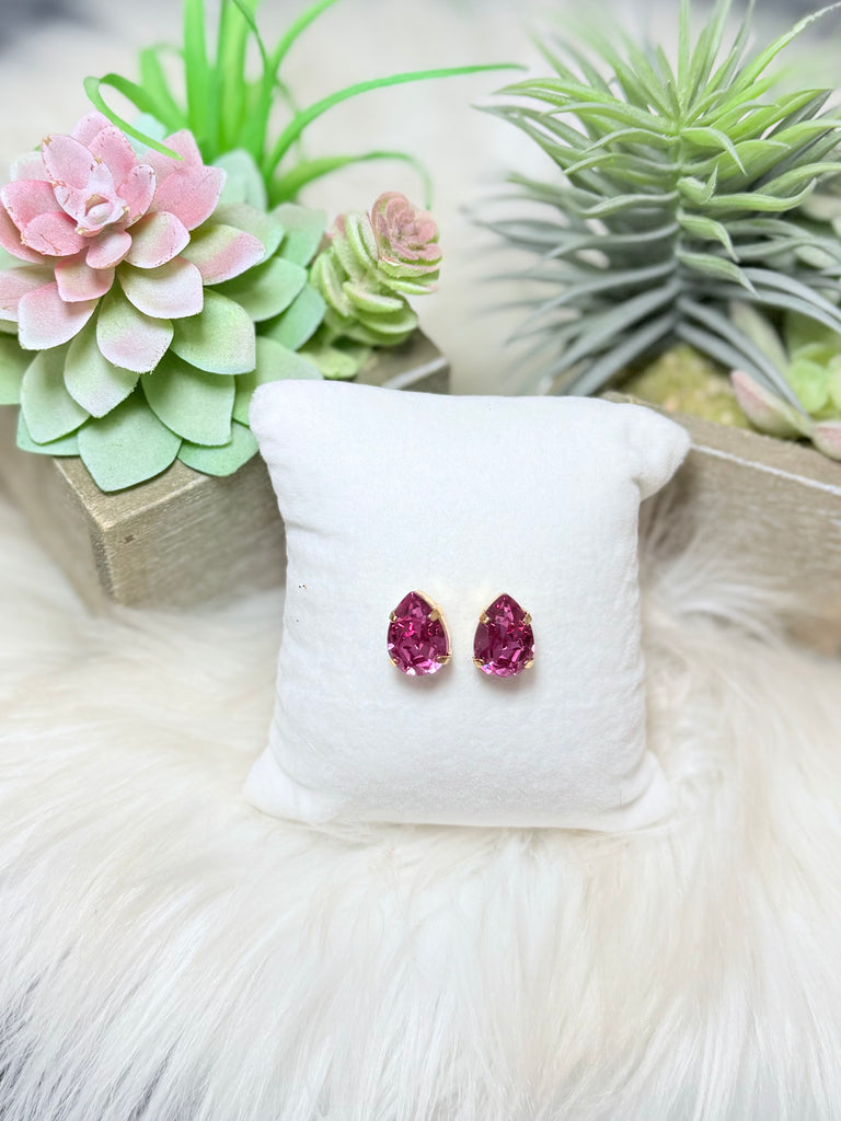 The Lumi Swarovski Studs - Fuchsia