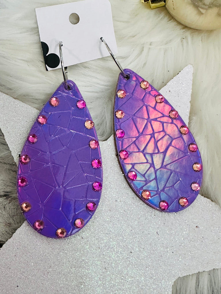 Shade Shifting Purple Iridescent Leather Earrings