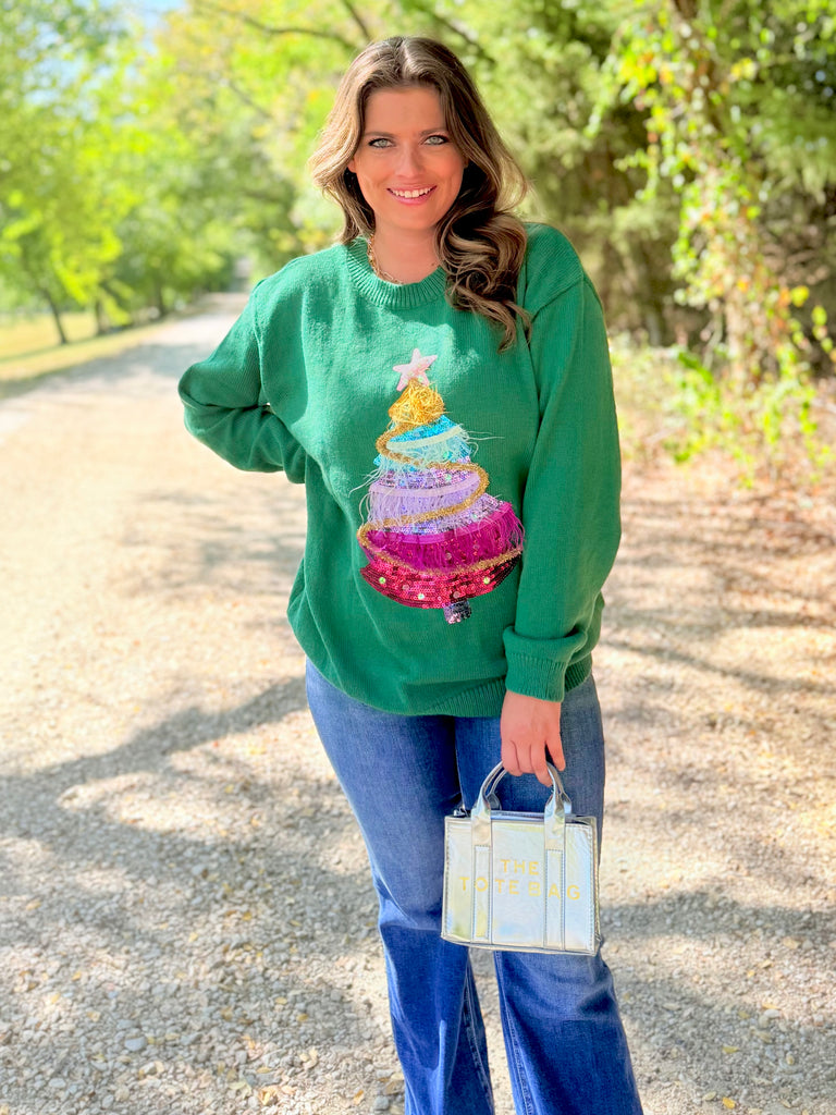 Christmas Tree Sweater Top - Green