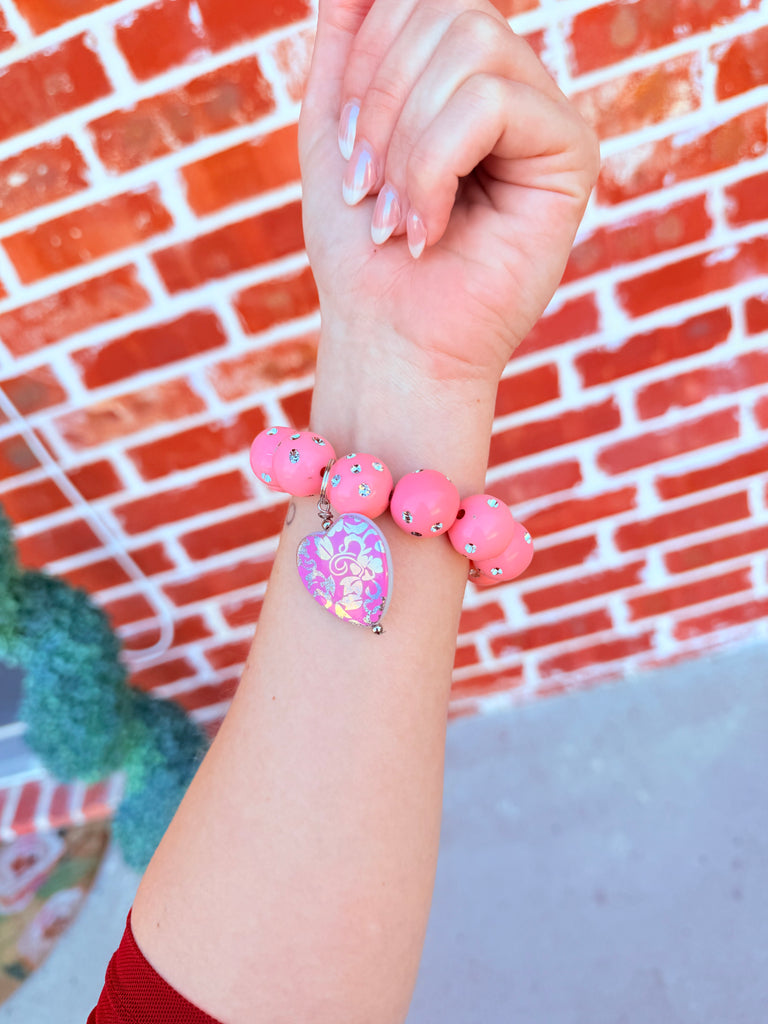 Hearts Fluttering Pink Diamond Charm Bracelet