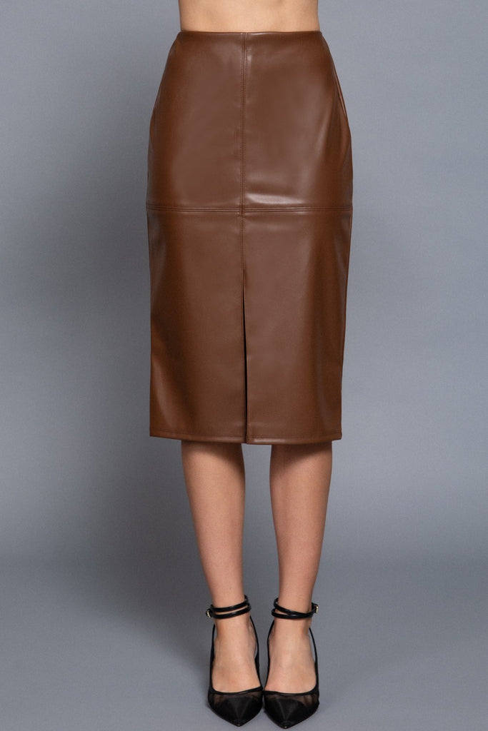 Park Avenue Slit Leather Skirt