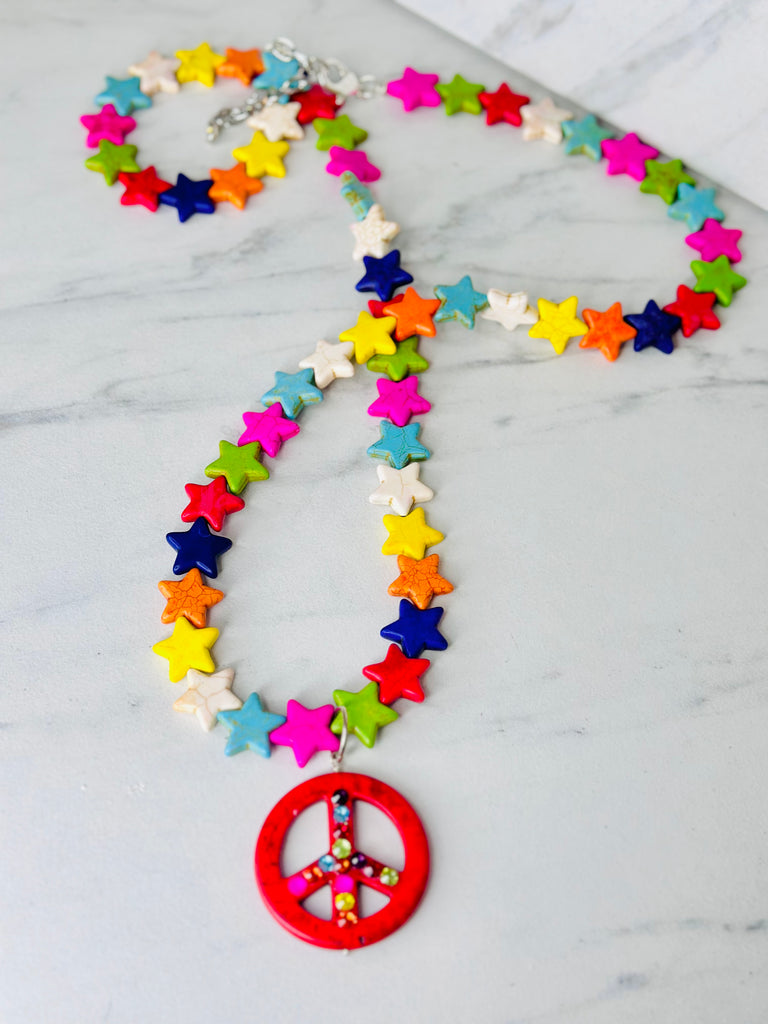 Multi Color Stars Crystal Necklace