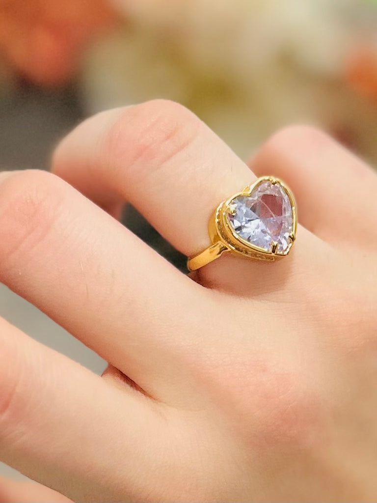 Gold Heart Cut Lux Crystal Ring