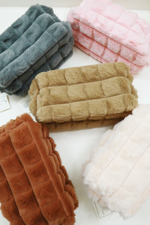 Faux Fur Quilted Cosmetics Pouch