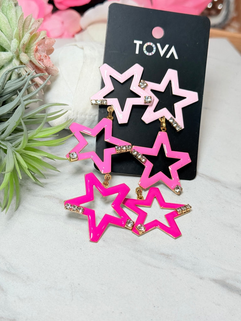 Star Stopper Pink Enamel Swarovski Earrings