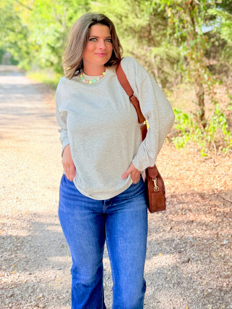 Soft Scuba Round-Neck Sweatshirt - Heather Grey