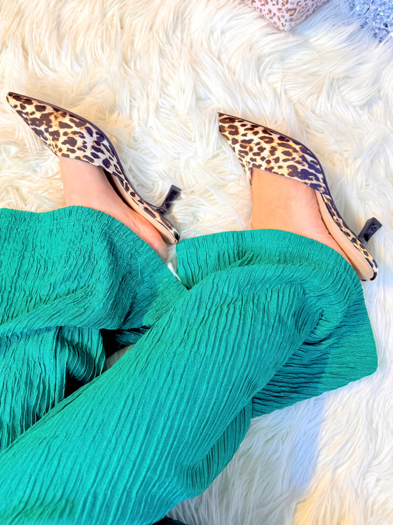 Javana V-Cut Pointed-Toe Kitten Heels - Leopard