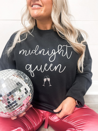 Midnight Queen Crew Neck Sweatshirt: Black