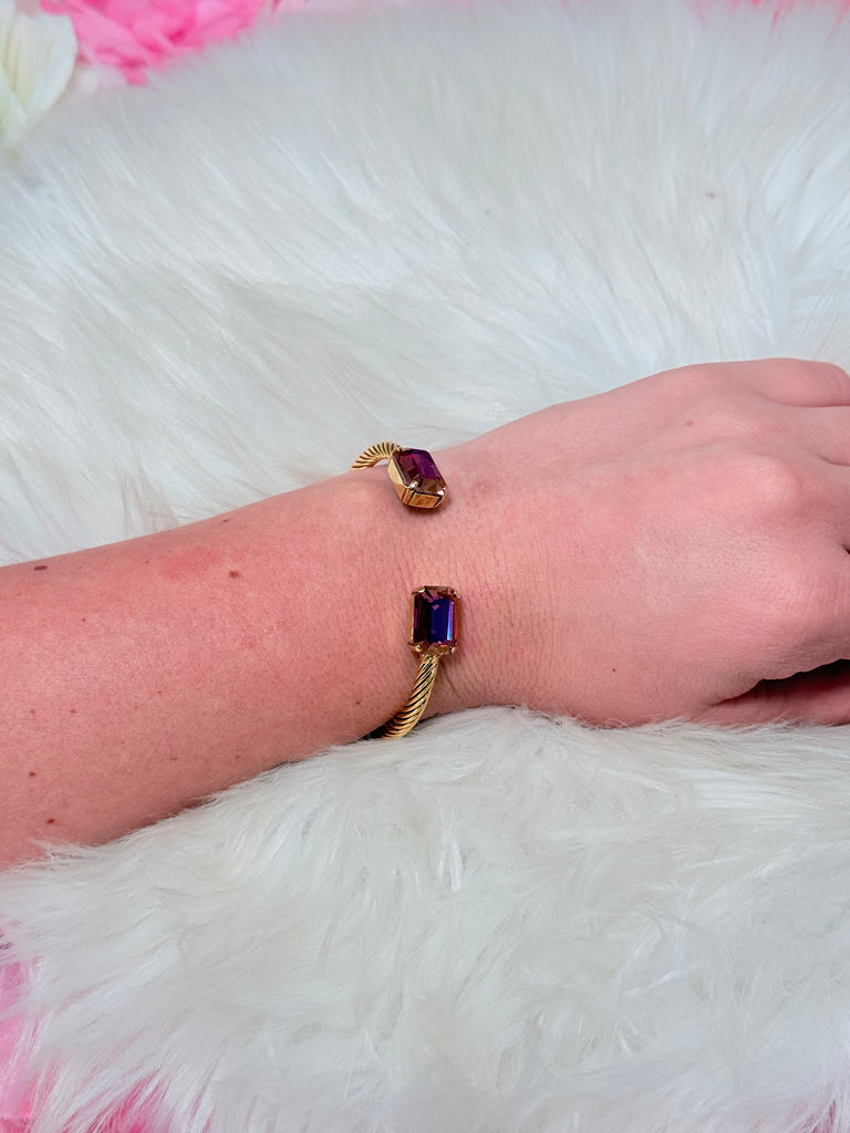 Charlotte Cuff In Rectangle Cut - Dark Rose Glimmer