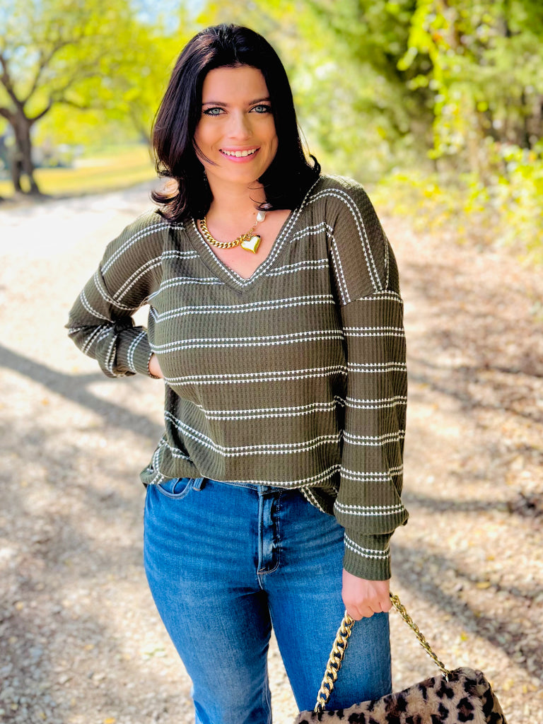 Keep In Touch Top - Olive