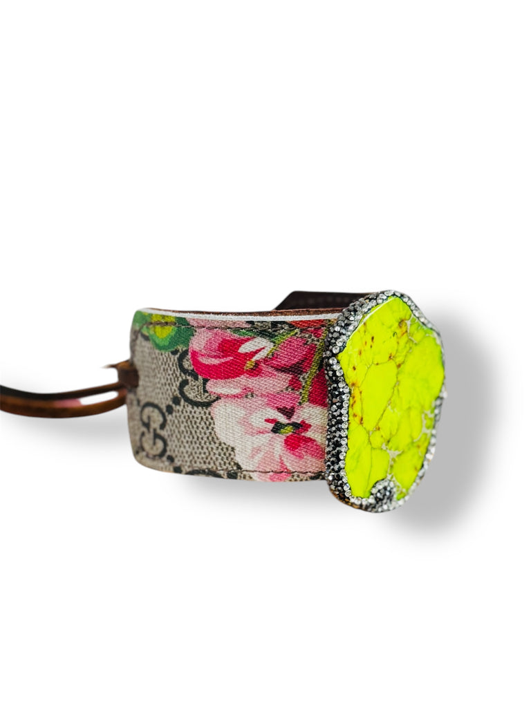 Luxury Lime Stone Blush Blooms Cuff