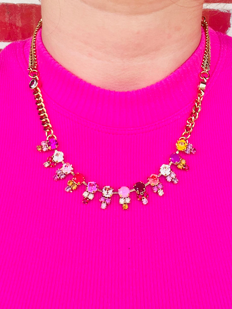 Pink Mix Micha Crystal Necklace