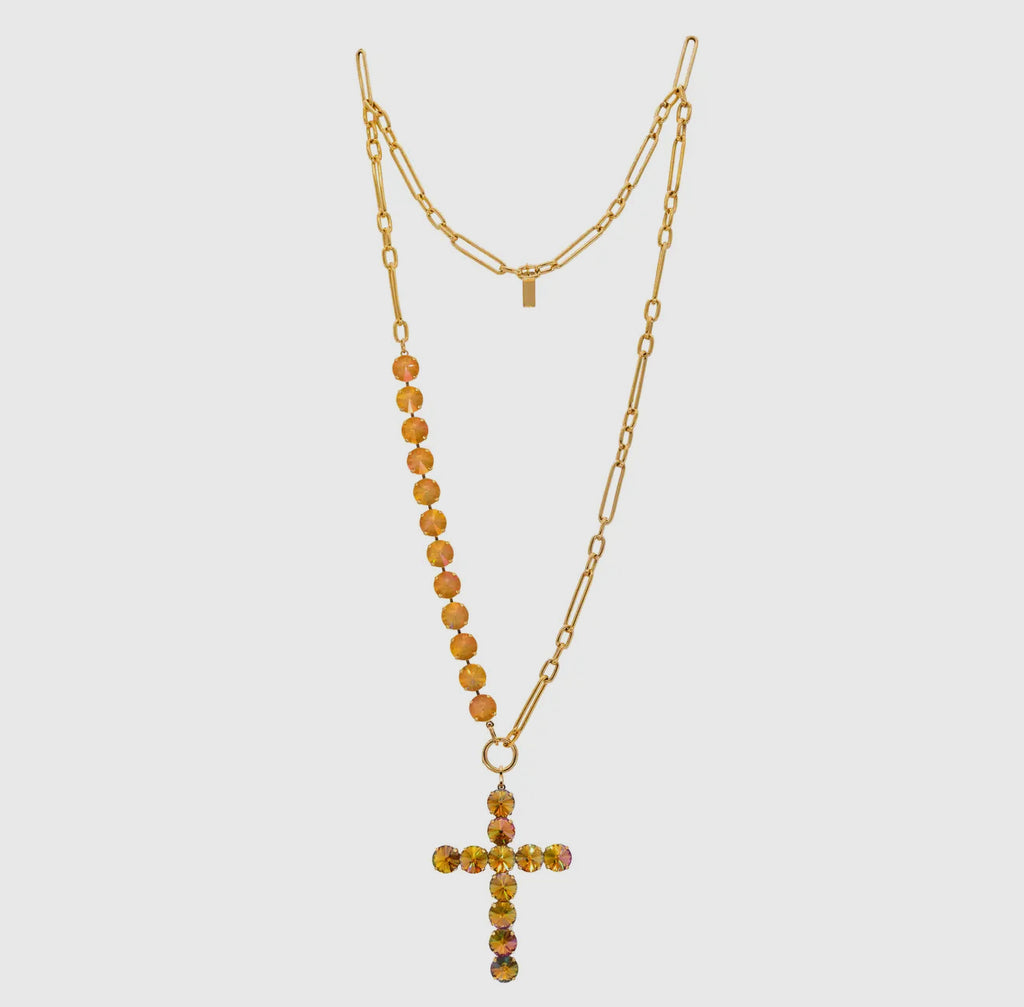 Fernanda Golden Bohemian Cross Necklace by Tova