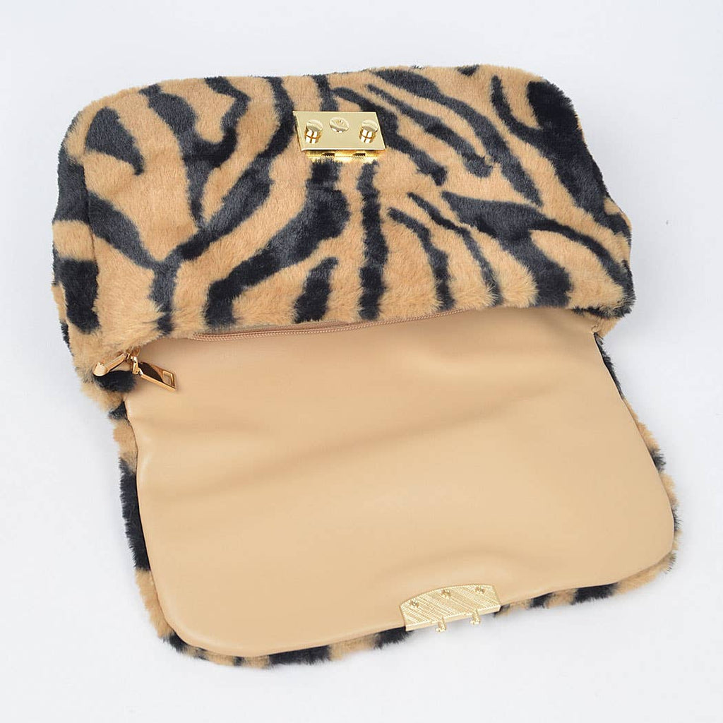 Zebra Babe Shoulder Bag - CAMEL