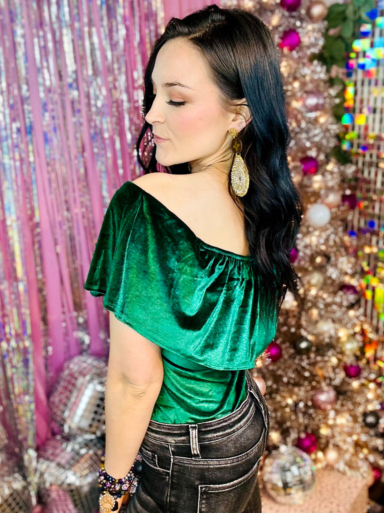 Emerald- Just A Crush Velvet Bodysuit