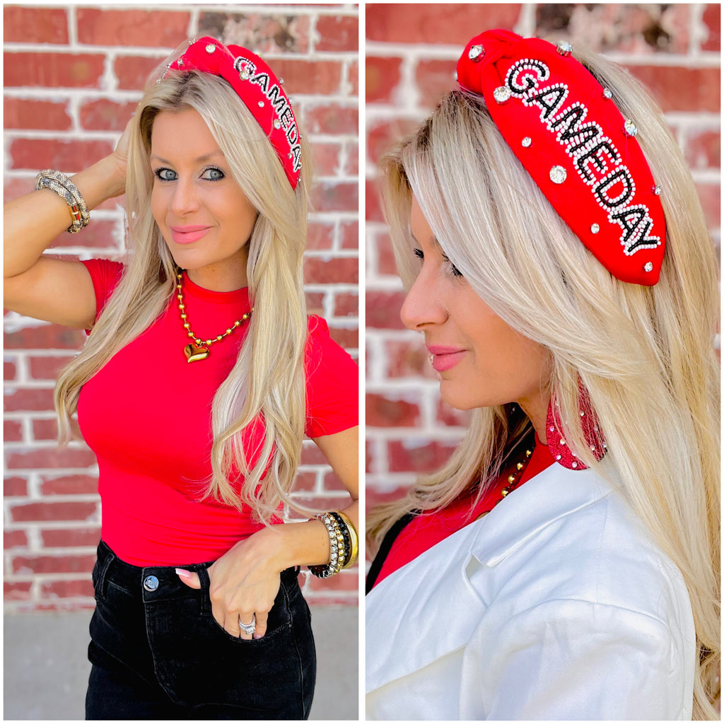 Red Gem & Crystal Game Day Headband