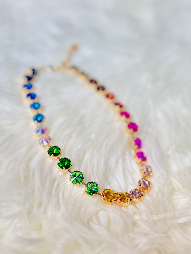 Joelle Sparkling Crystal Necklace - Rainbow