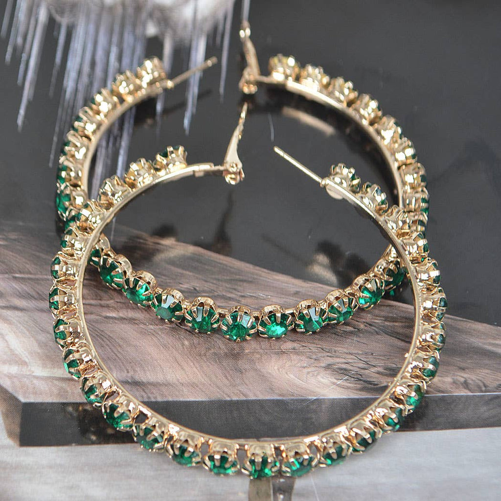 All That Glitters Hoop Earrings - Green