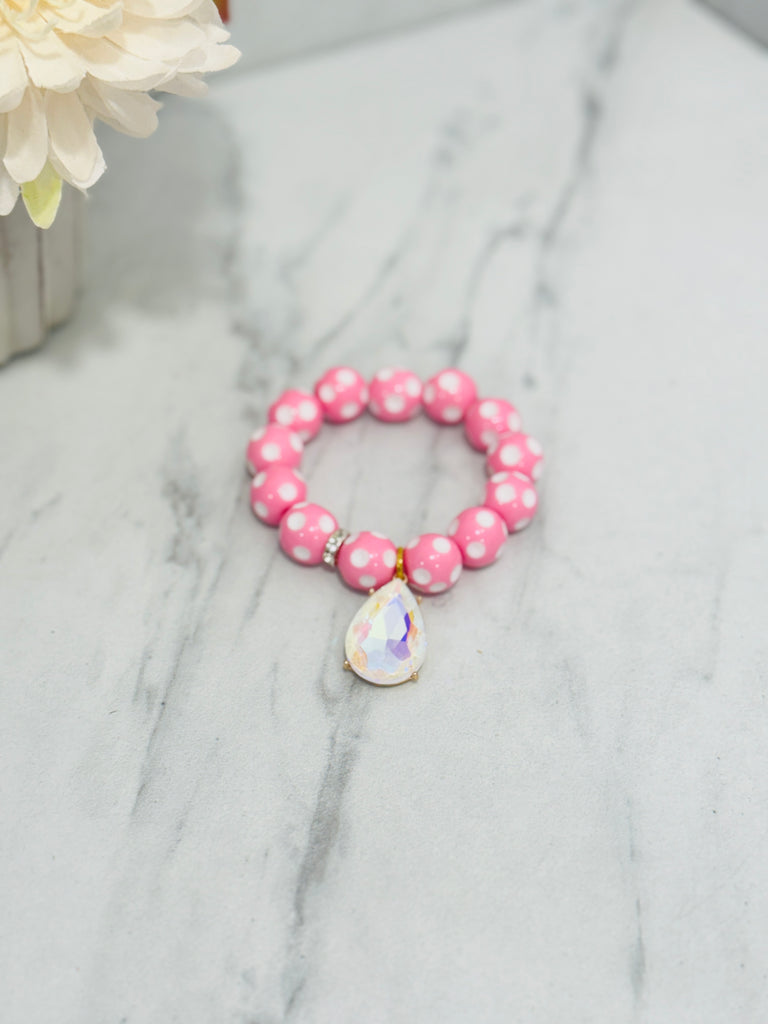 Spotted Out Light Pink Beaded Bracelet