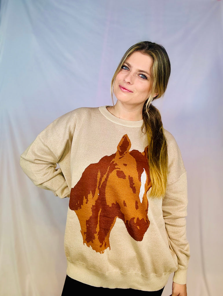 Sonora Sorrel Western Sweater Crewneck Pullover