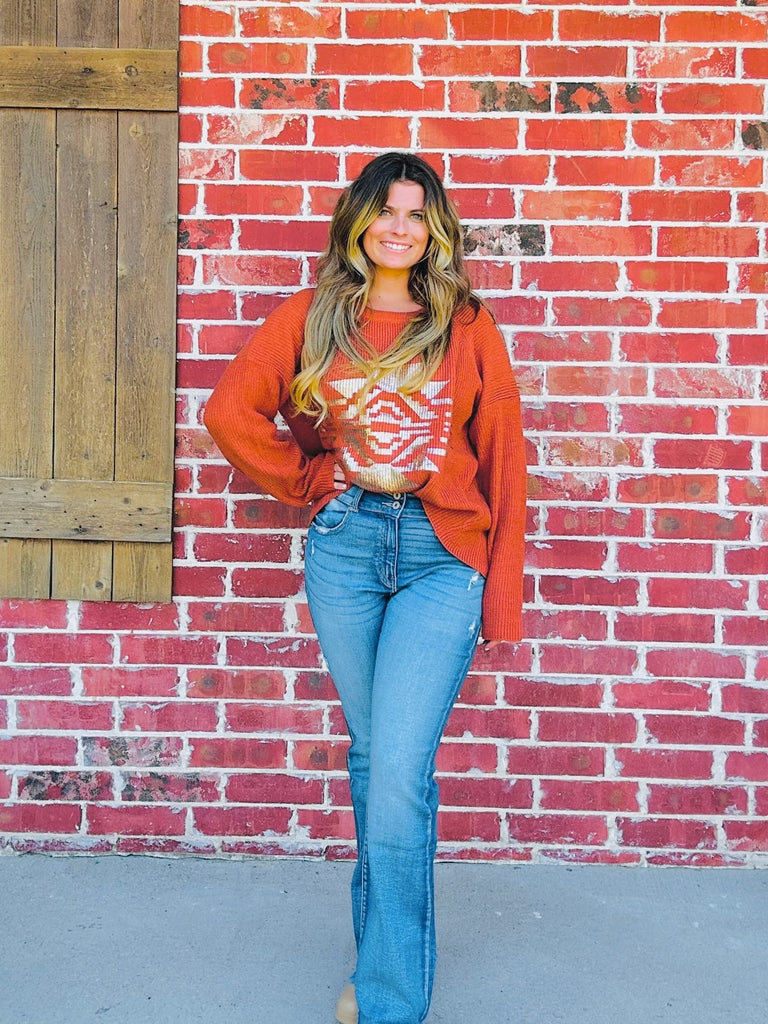 Tinsel Taos Rust Gold Sweater