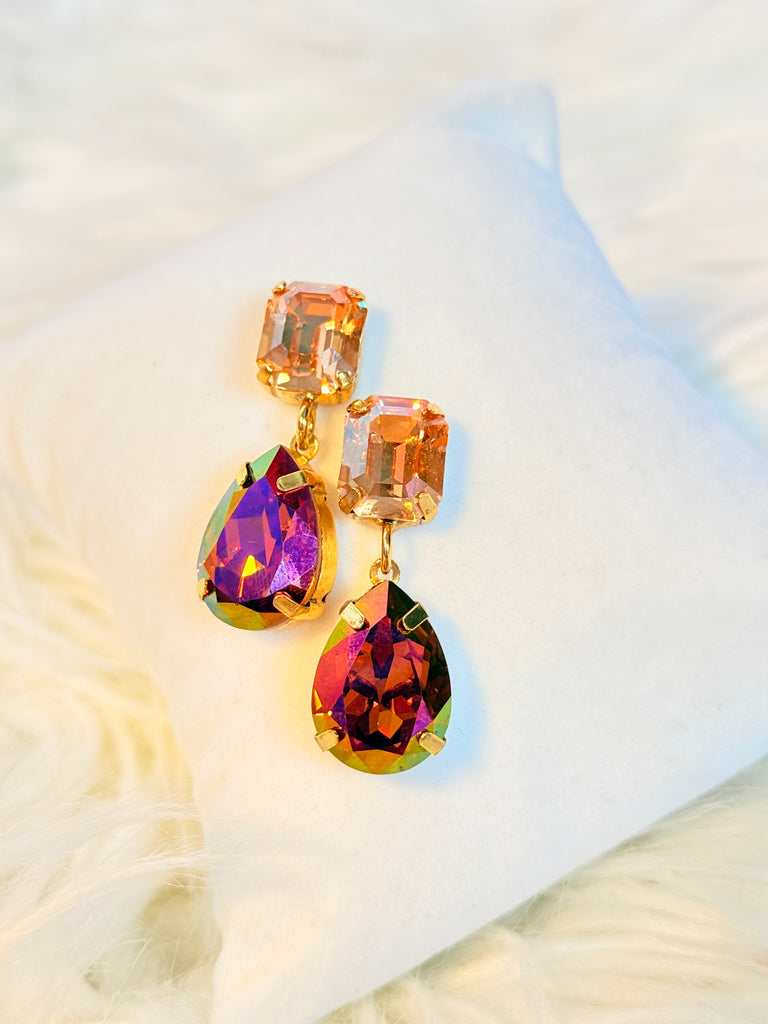 Masha Sarovski Stud Dangle Earrings - Brandy