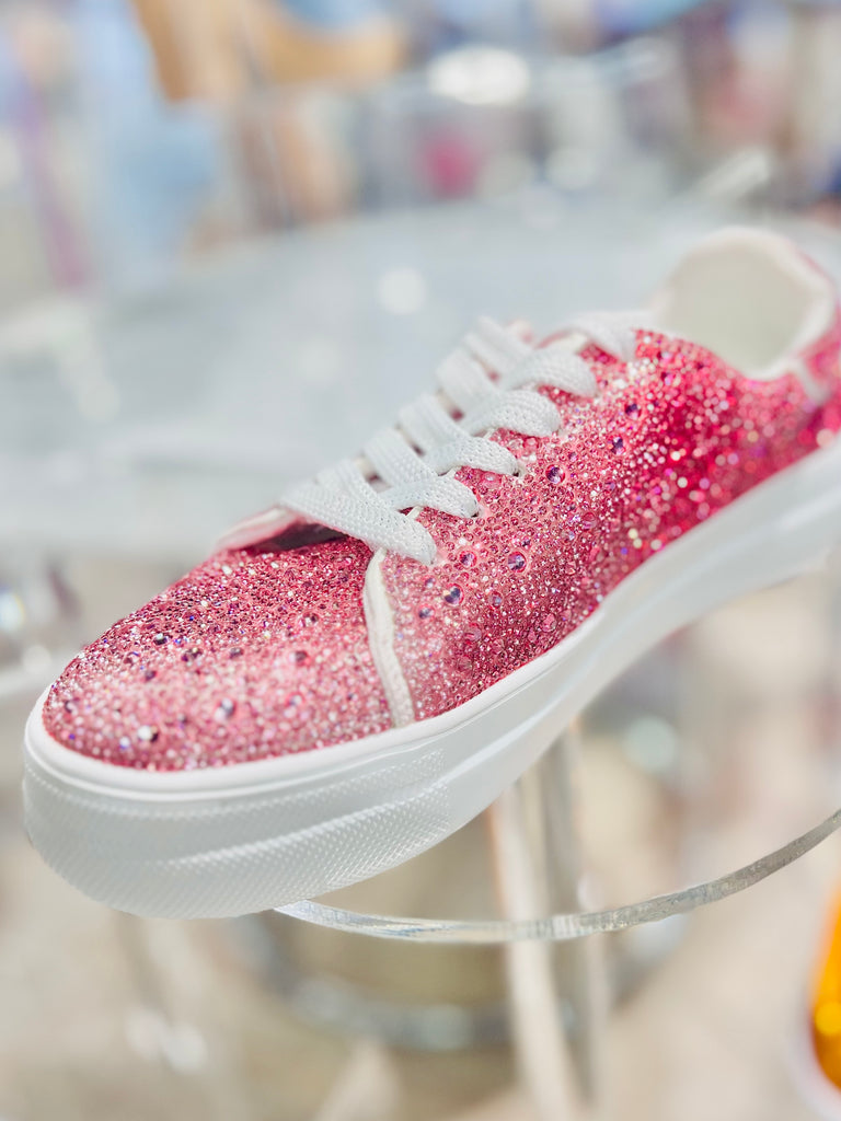 Ombre Bedazzled Tennis Shoes- Pink/Blush
