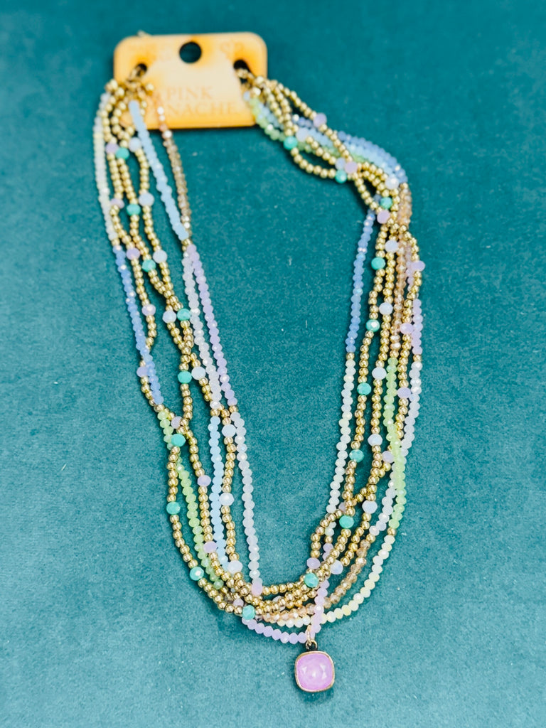 Layered Pastel Gold Link Necklace