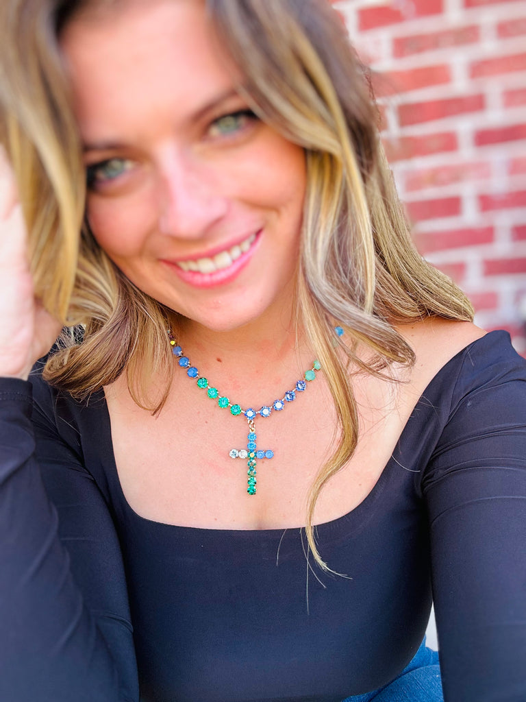 Mini Donatella Necklace in BLUE/GREEN!